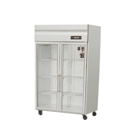 Double glass door display cabinet